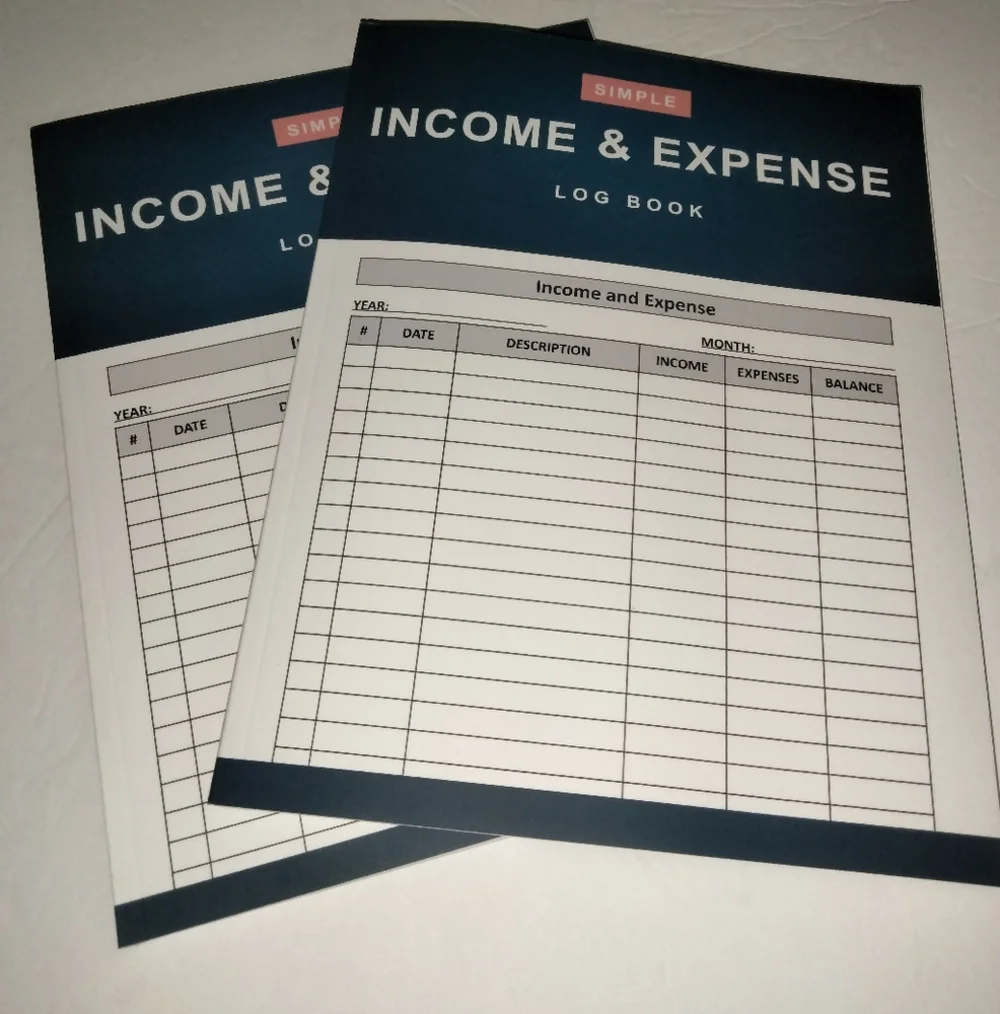 Simple Income & Expense Log Book - Blue (Lot of 2) NEW